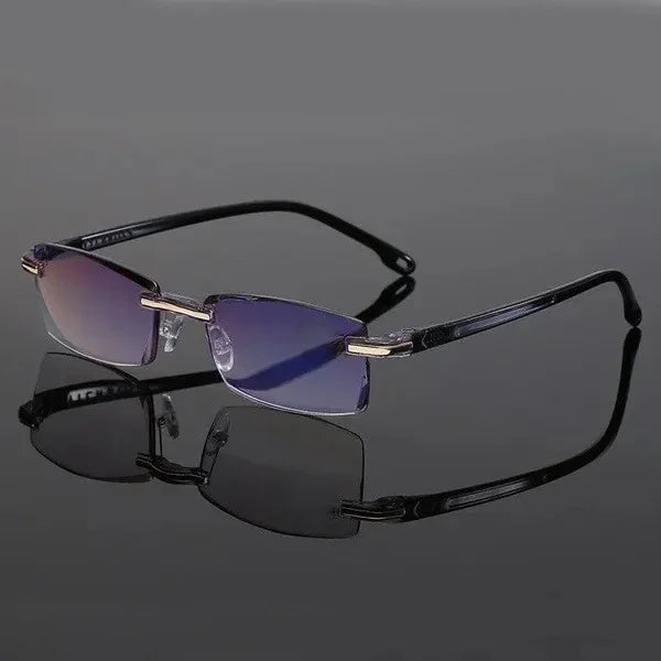 "Ultraleichte multifokale Lesebrille mit Blaulichtschutz und schmalem, schwarzen Rahmen aus TR90-Material, Unisex-Design."