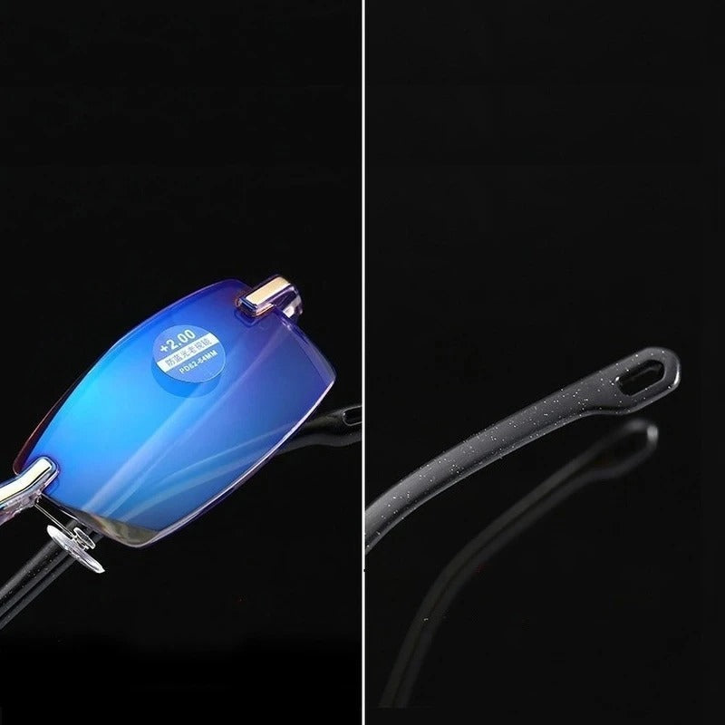 "Ultraleichte multifokale Lesebrille mit Blaulichtschutz und schmalem, schwarzen Rahmen aus TR90-Material, Unisex-Design."