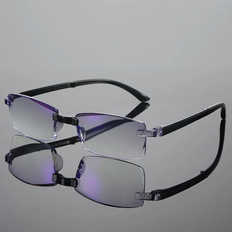 "Ultraleichte multifokale Lesebrille mit Blaulichtschutz und schmalem, schwarzen Rahmen aus TR90-Material, Unisex-Design."