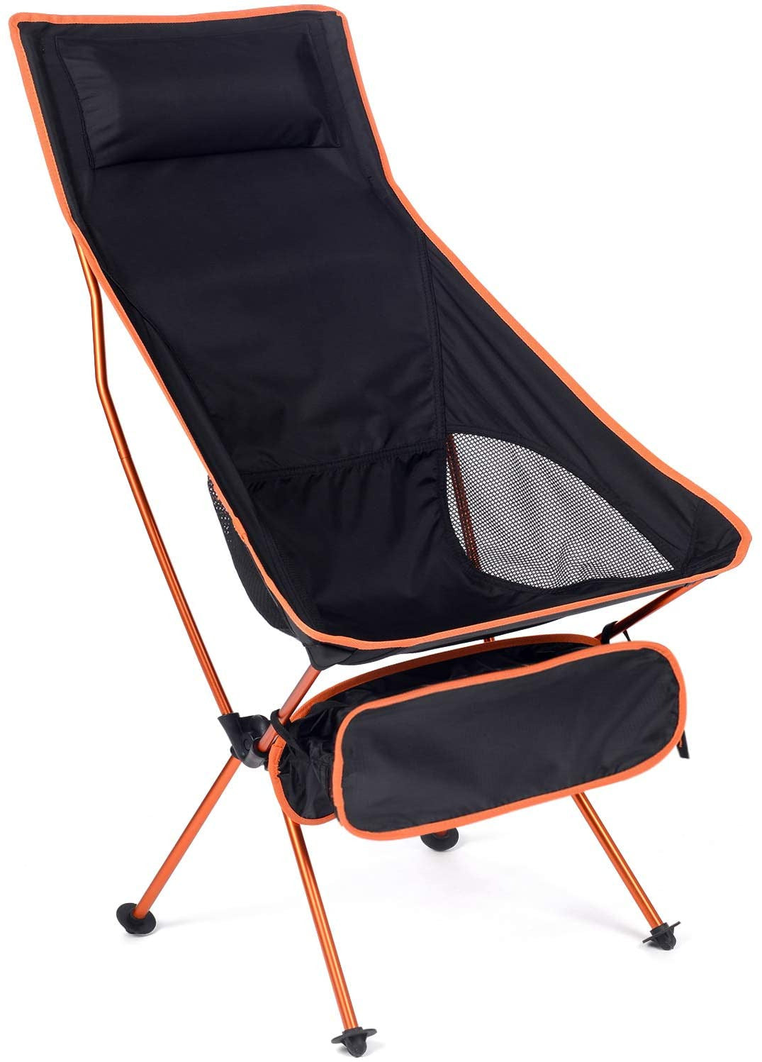 Ultraleichter tragbarer Campingstuhl, ideal für Outdoor-Aktivitäten, in Orange und Hellblau, kompakt und vielseitig.