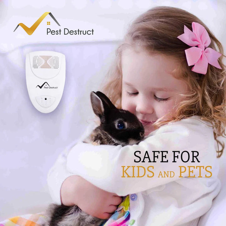 Advanced ultrasonic pest deterrent plug-in, keeps mice, roaches & insects away with sound waves.