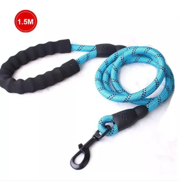 Stylish grey adjustable nylon dog leash, non-slip padded handle, suitable for all dogs