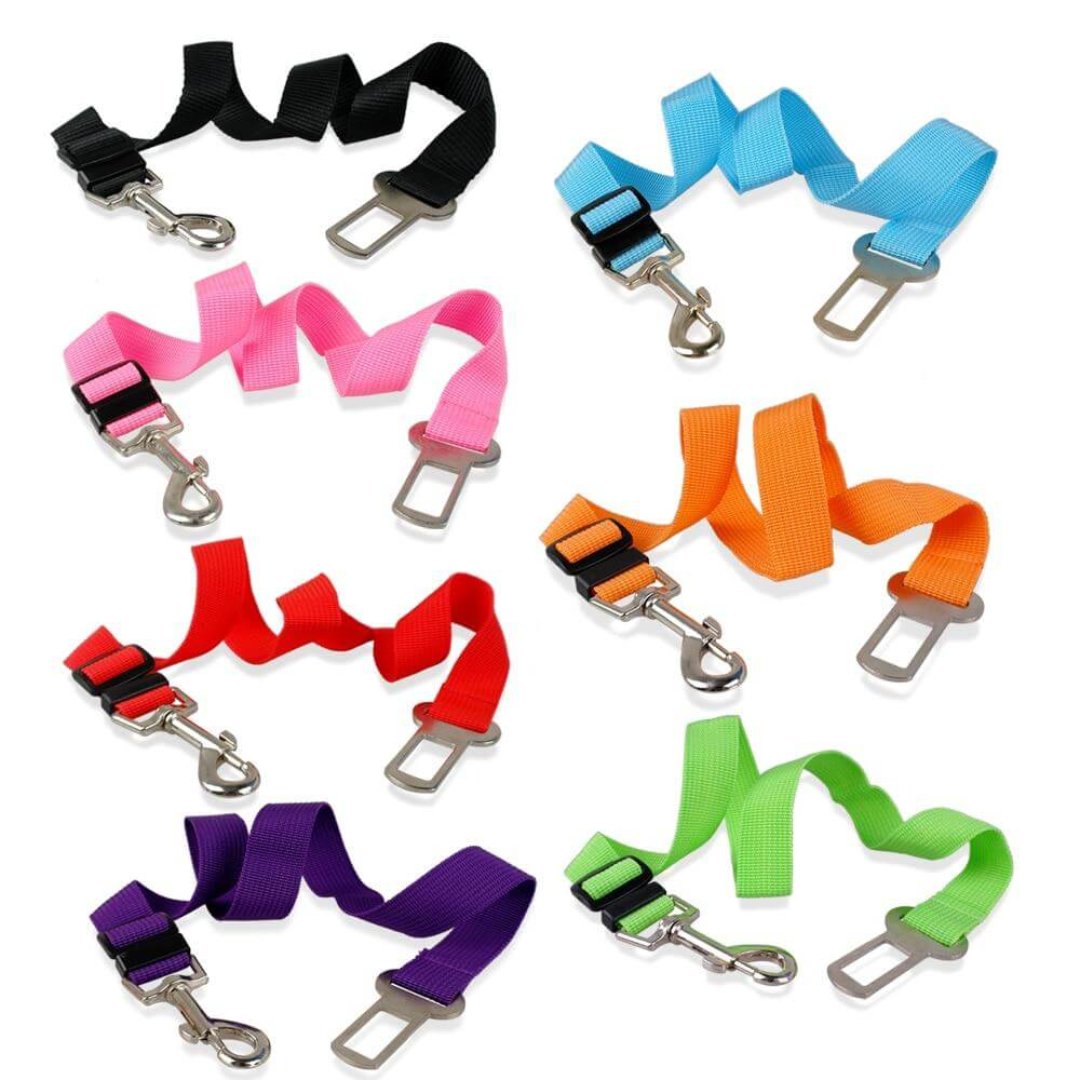 Dog vehicle safety leash, nylon, adjustable, with swivel clip for secure car travel