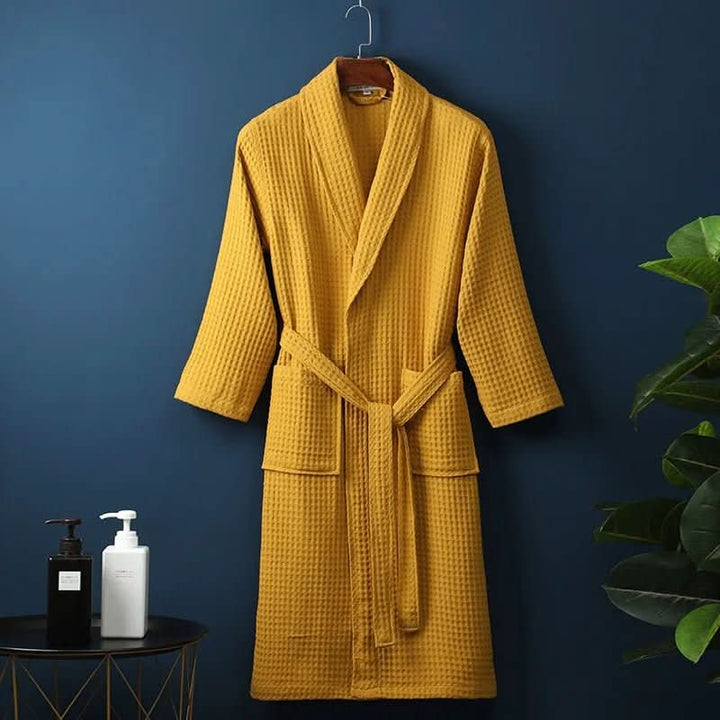 Premium unisex AirWeave waffle bathrobe, combining lightweight design with luxurious comfort for all-day wear.