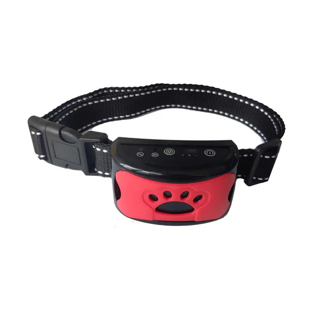 Rechargeable anti-bark collar for dogs, illustrating its ergonomic design for comfortable pet supplies.