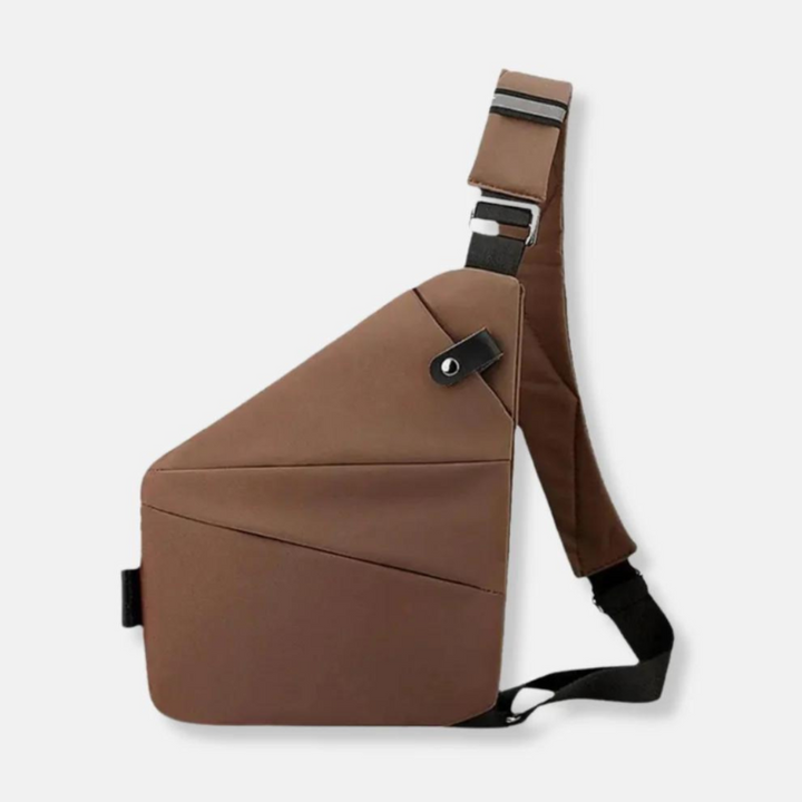 Modern anti-theft sling pack, dark grey, designed for urban exploration & secure everyday carry.