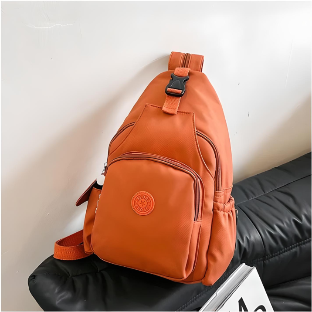 Secure anti-theft sling bag for men & women. White crossbody travel pack with hidden zipper compartments.