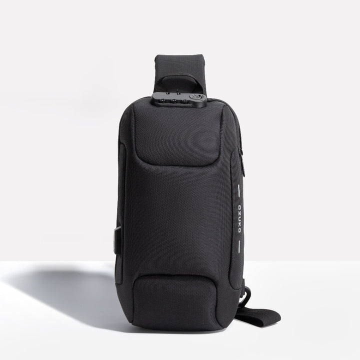 Unisex anti-theft sling bag with USB charging port for secure travel. Water-resistant crossbody, ideal for everyday carry.