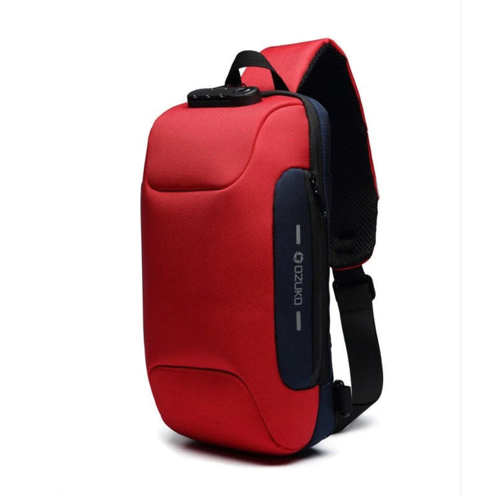 Unisex secure cross-body sling bag with anti-theft lock, perfect for travel & USB device charging.