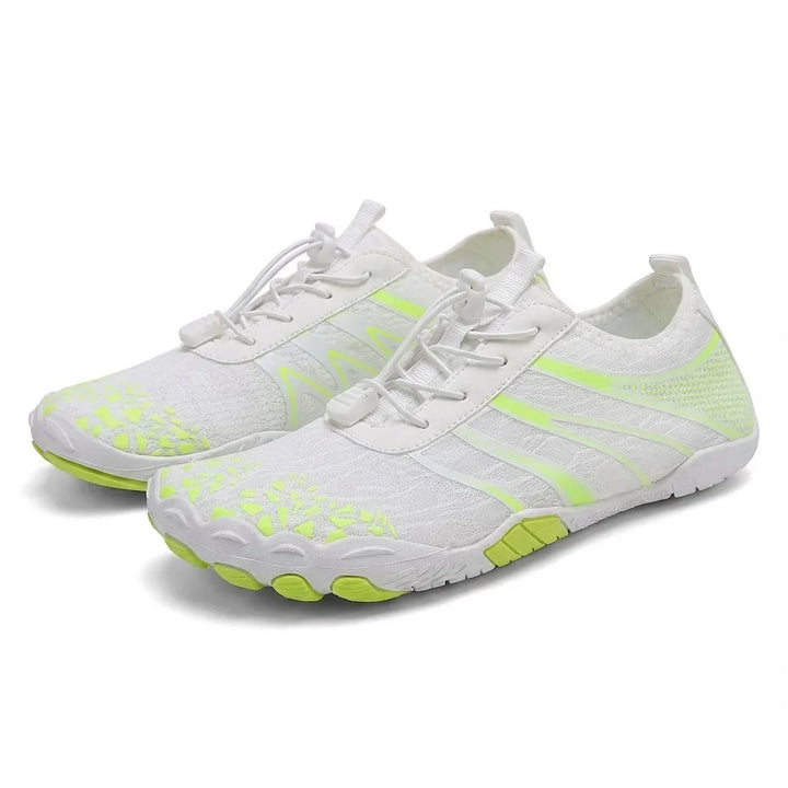 Side view of minimalist unisex barefoot comfort shoes, highlighting flexible sole & non-slip design.