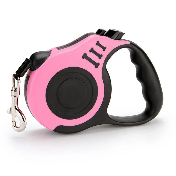 Unisex black nylon dog leash, collapsible & durable, for walking all stages dogs.