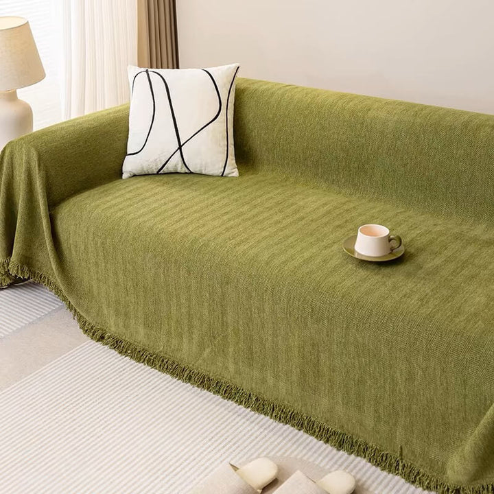 Unisex chenille herringbone sofa slipcover in neutral, wear-resistant couch cover for living room decor