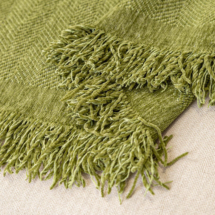 Back view of chenille herringbone sofa slipcover, ensuring full coverage and wear-resistance
