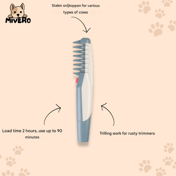 Rechargeable hair and beard trimmer, unisex design for efficient and quiet grooming at home.