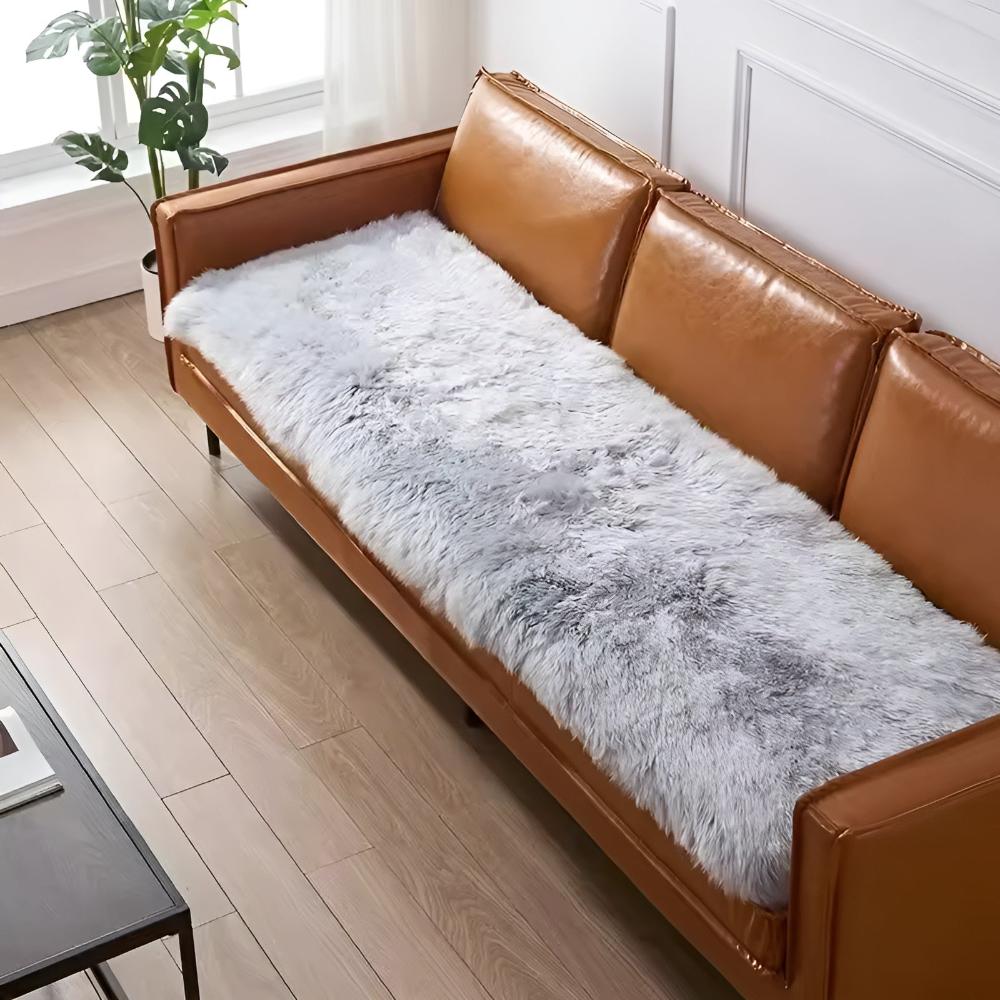 New4 plush faux fur sofa cover, velvet pet-friendly furniture decor, showcasing its cozy texture.