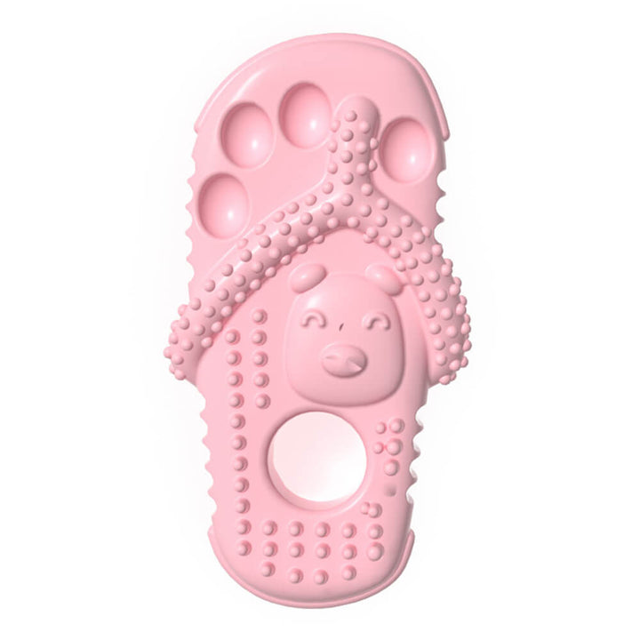 Dog chew toy shaped like a slipper, offering dental benefits for pet teeth cleaning