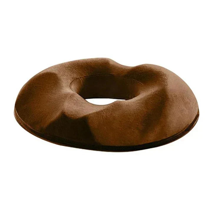 Soft memory foam donut cushion provides pressure relief for tailbone, hemorrhoid, and coccyx pain.