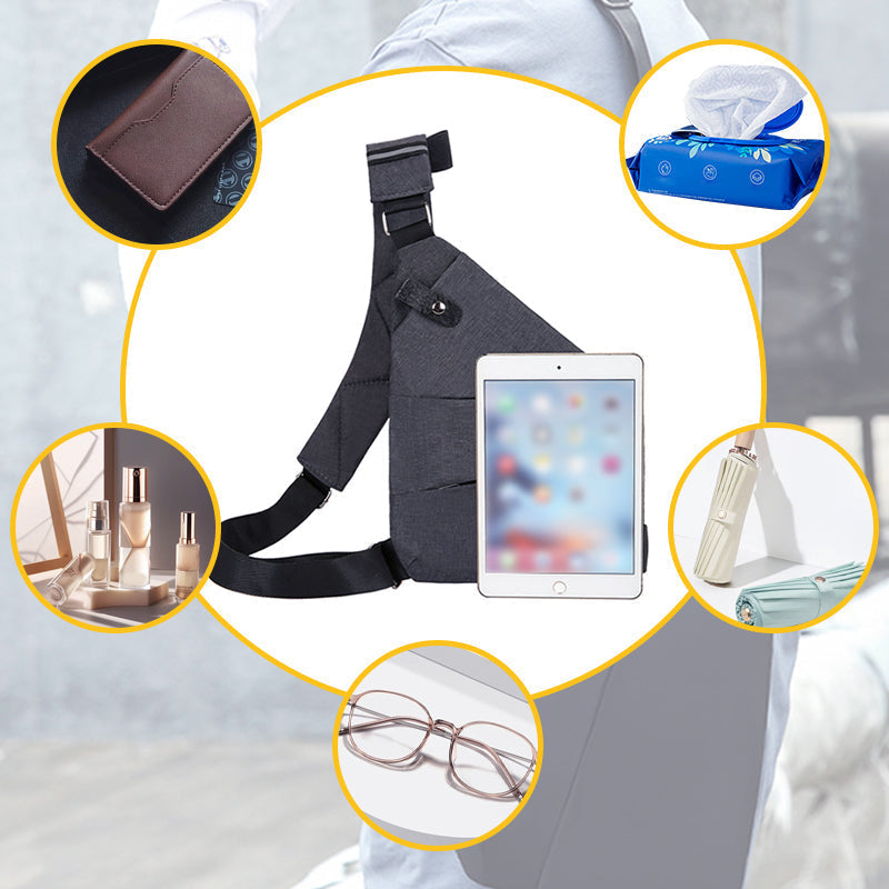 Sleek anti-theft messenger bag, ergonomic design for comfortable daily carry and security.