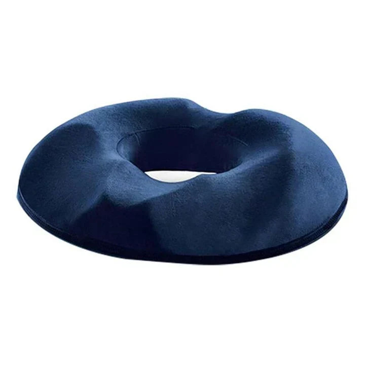 Tailbone relief donut seat cushion with ergonomic design for coccyx pain, hemorrhoids, & sciatica support.