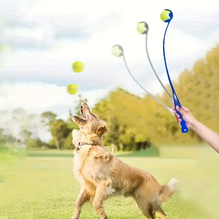 Pet exercise ball thrower: ergonomic design ensures comfortable grip for long-distance play.