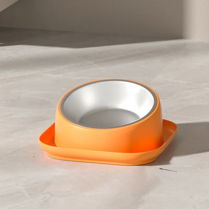 Ergonomic gray pet feeding bowl with non-slip base, perfect for cats and small dogs
