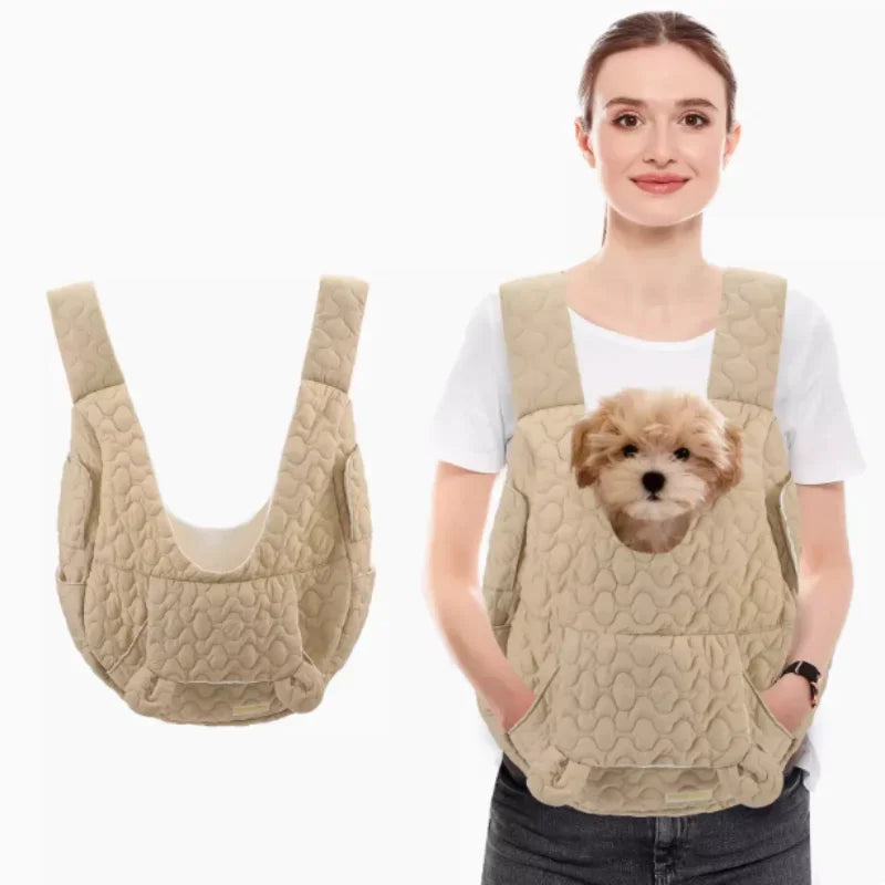 Side view of lightweight, waterproof pet carrier backpack, showing ample space for large dog or cat travel.