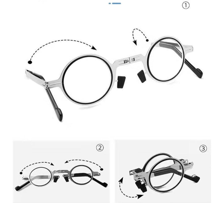 Travel-friendly unisex foldable reading glasses; compact design ensures clear vision & eye protection anywhere.
