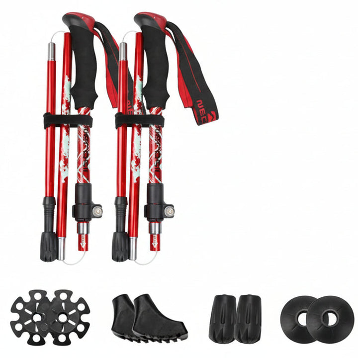 Sturdy foldable hiking poles, offering balance and support for all outdoor enthusiasts.