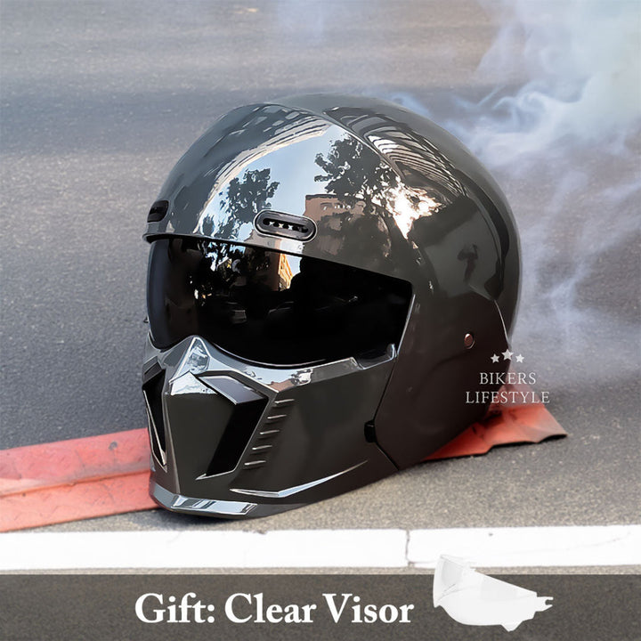 Durable unisex full face motorcycle helmet, providing essential road protection & comfort.