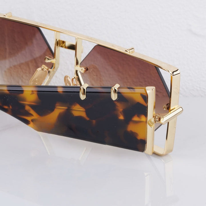 Stylish hexagon alloy frame sunglasses, unisex design, essential for summer travel. UV400.
