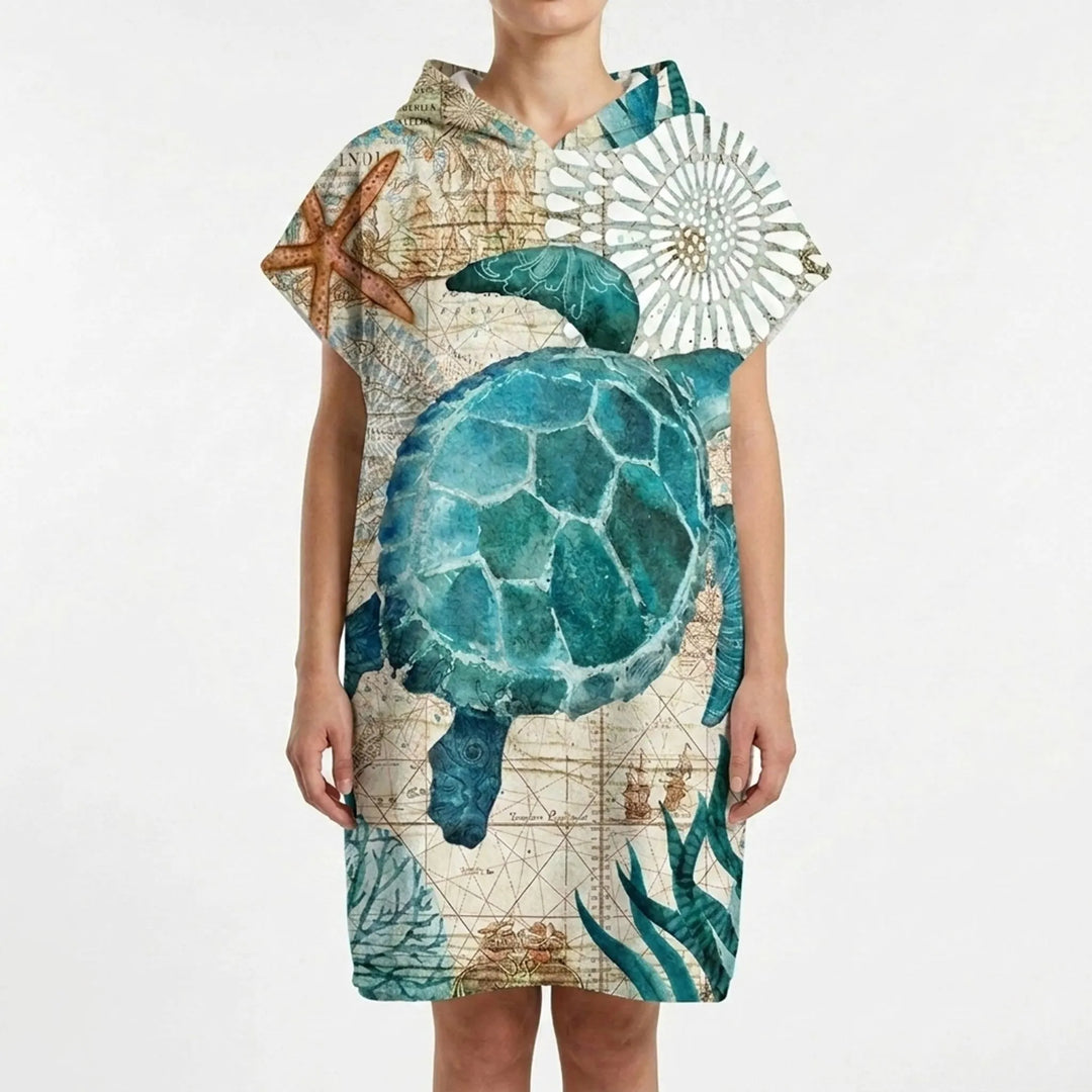 Lightweight changing robe for privacy, featuring a fun octopus design, great for beach days.
