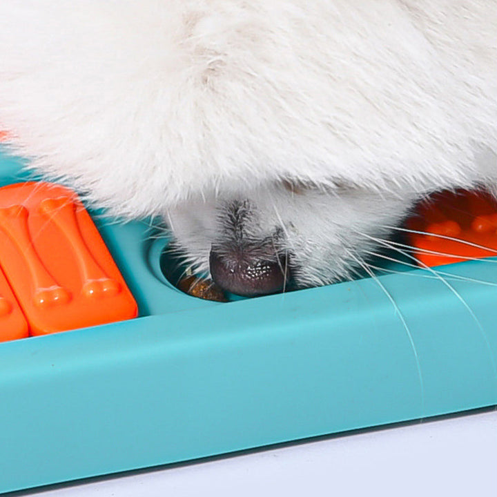 Close-up of a colorful snuffle mat for dogs, ideal pet training aid and brain toy.