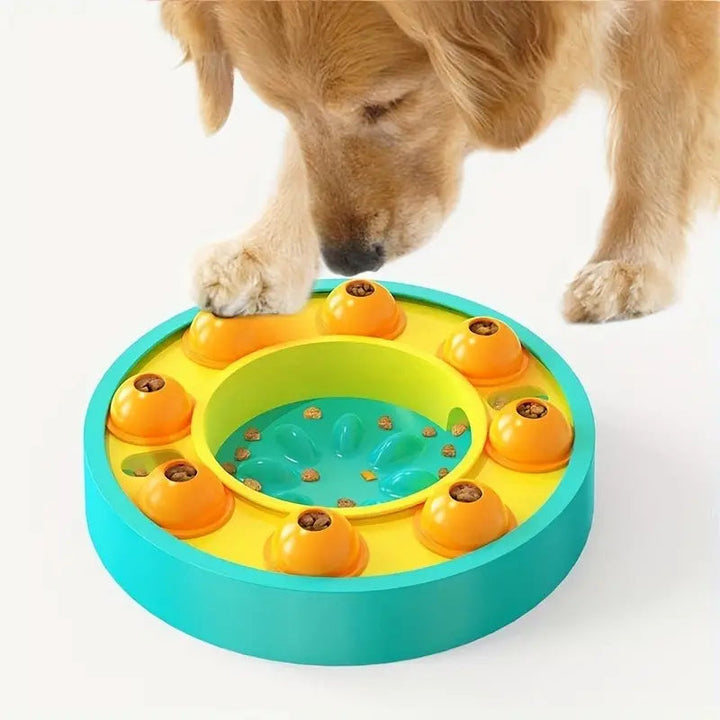 Pet slow feeder bowl, a blue plastic digestion aid and puzzle toy for dogs and cats