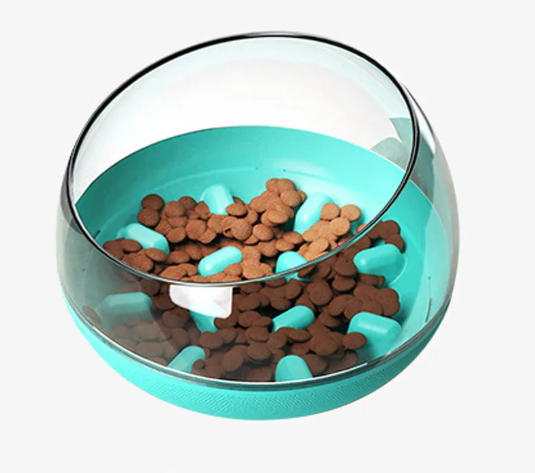 Healthy eating slow feeder dog bowl, durable and interactive, designed to prevent gulping and promote pet well-being.