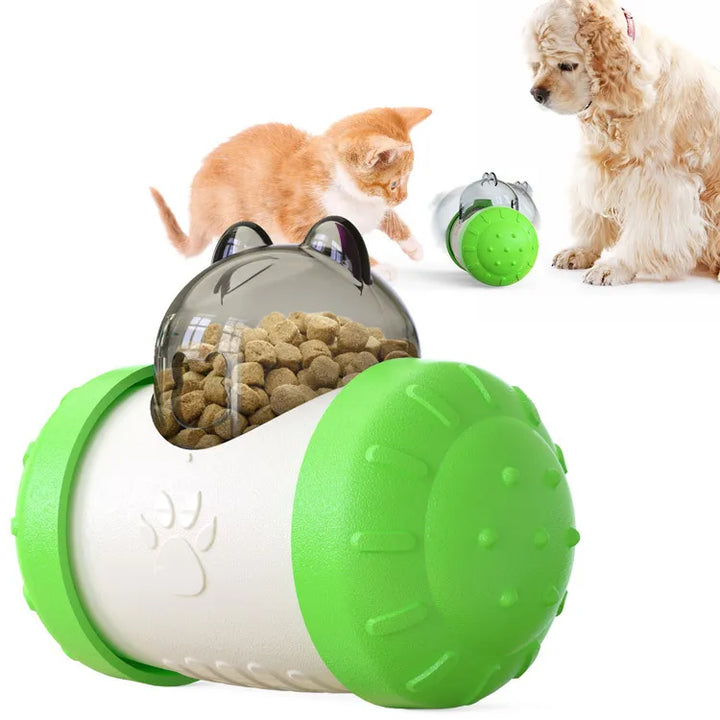 Unisex interactive treat dispenser dog toy for pet enrichment and mental stimulation.