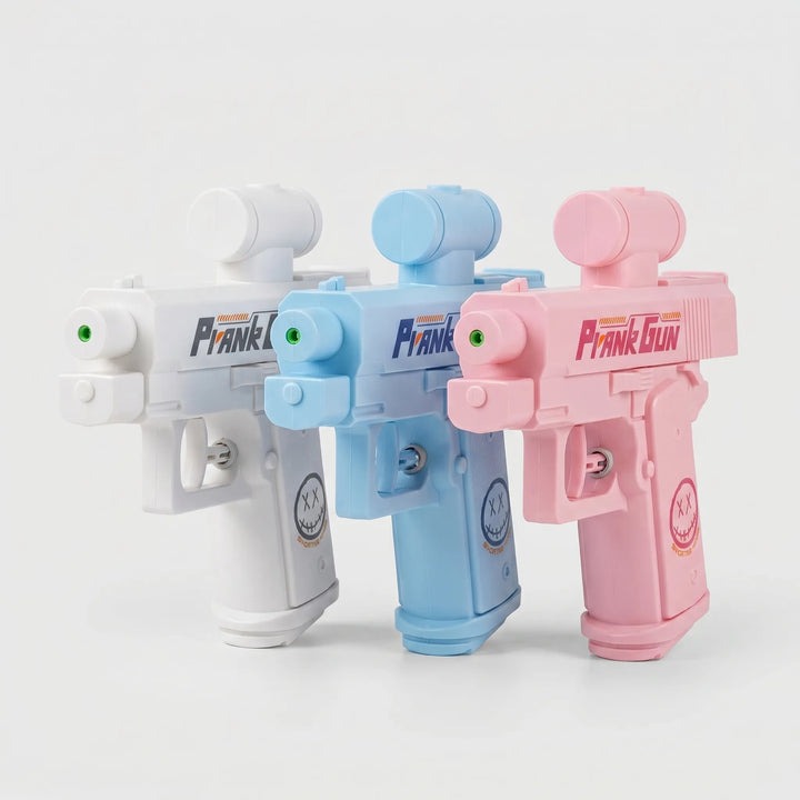 Kids enjoying a summer pool party with a fun prank water gun set, perfect for outdoor squirt gun games.
