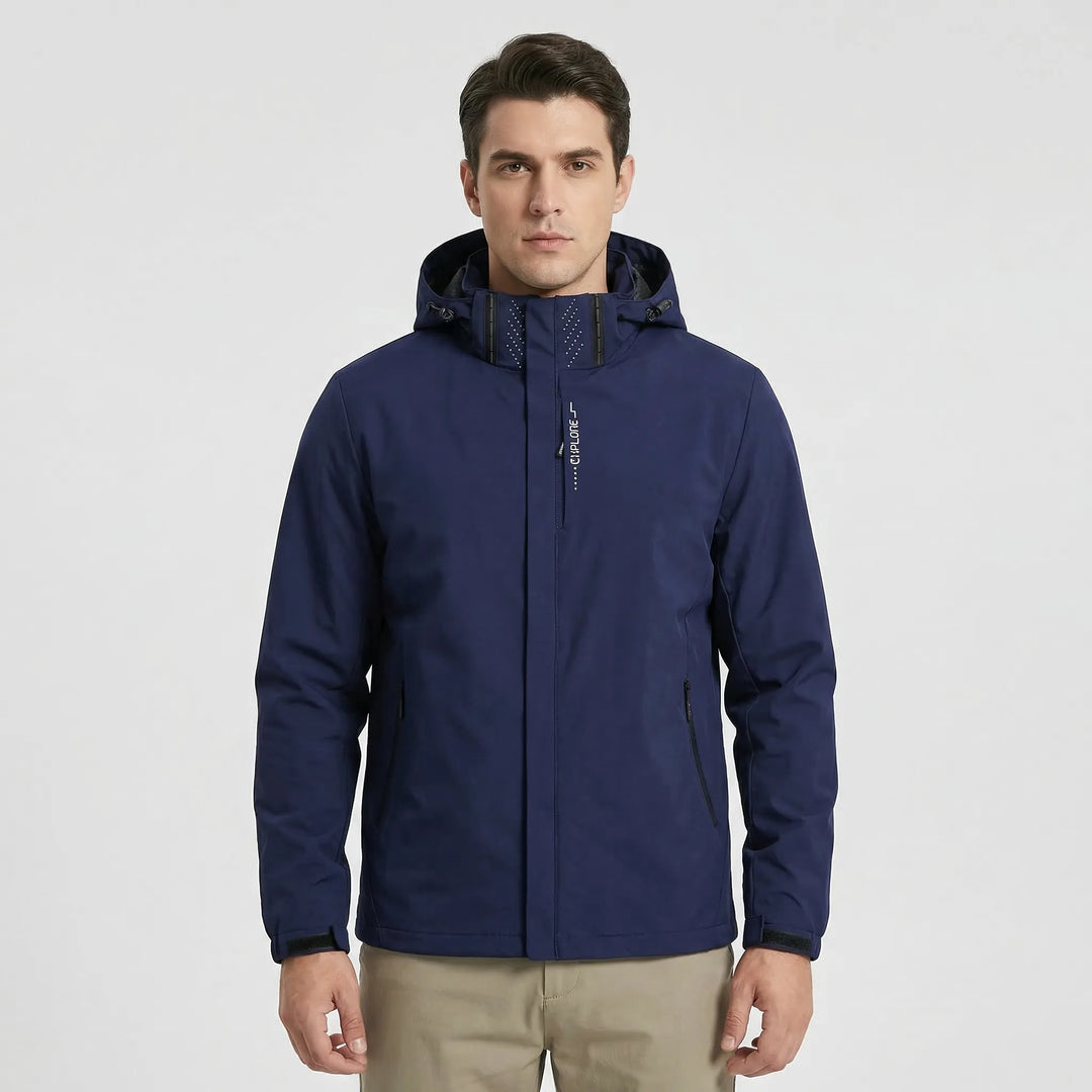 Unisex weather-resistant hooded rain jacket. Lightweight outdoor activewear & windbreaker, great for trekking.