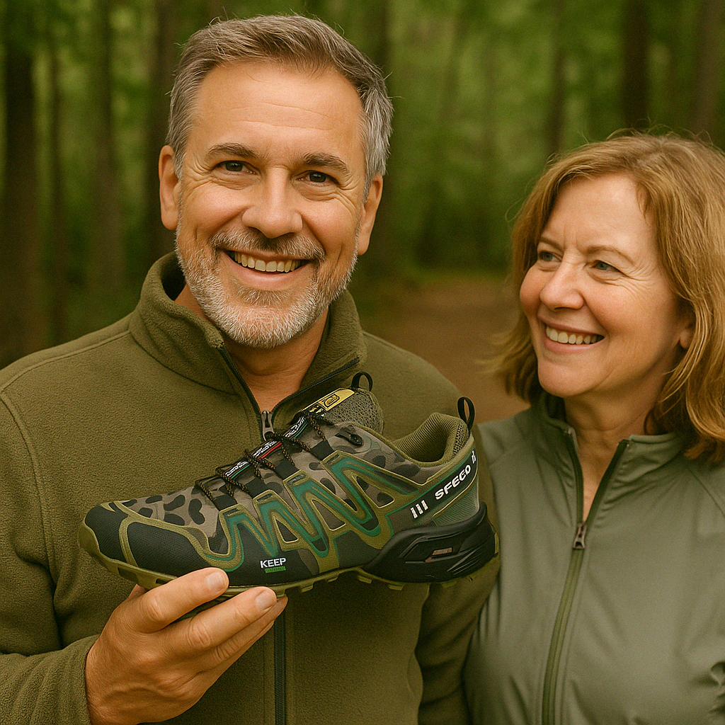 Unisex orthopädischer Lauf- und Wanderschuh, dunkelgrau, mit atmungsaktivem Obermaterial und rutschfester Sohle.