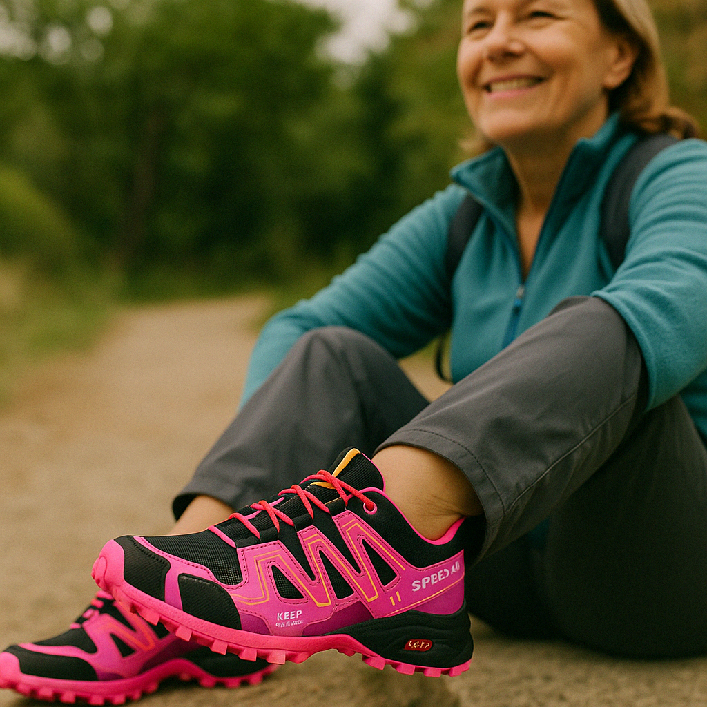 "Unisex orthopädischer Wanderschuh, blau, ergonomisch, atmungsaktiv, mit rutschfester Sohle für Komfort und Stabilität"