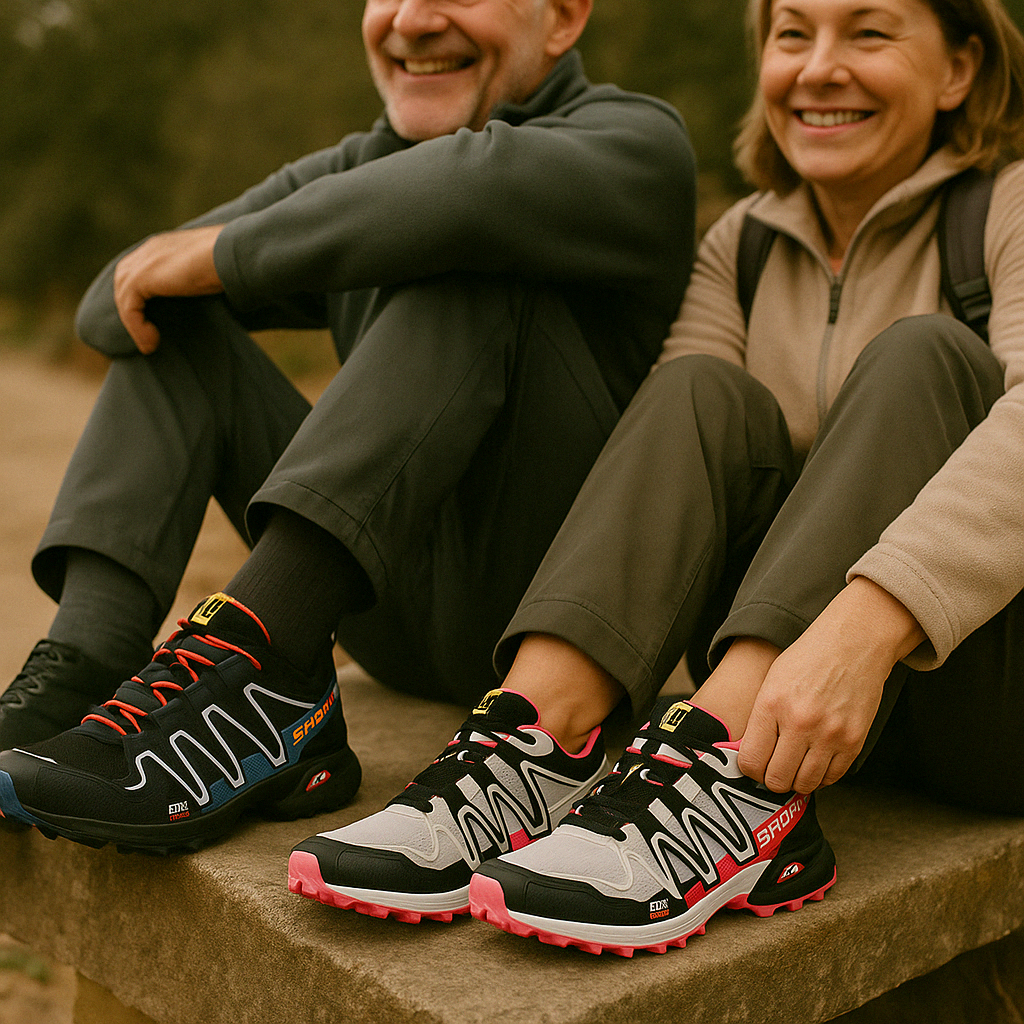 "Unisex orthopädischer Wanderschuh, blau, ergonomisch, atmungsaktiv, mit rutschfester Sohle für Komfort und Stabilität"