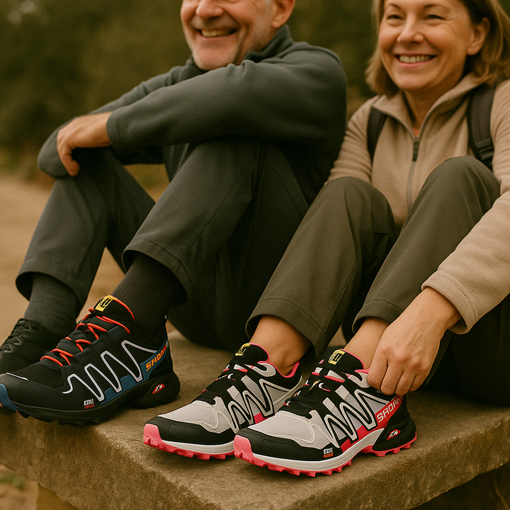 "Unisex orthopädischer Wanderschuh, blau, ergonomisch, atmungsaktiv, mit rutschfester Sohle für Komfort und Stabilität"