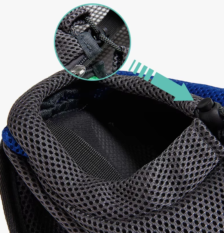 Travel pet shoulder bag for small dog or cat, unisex design, ensuring breathability during car journeys.