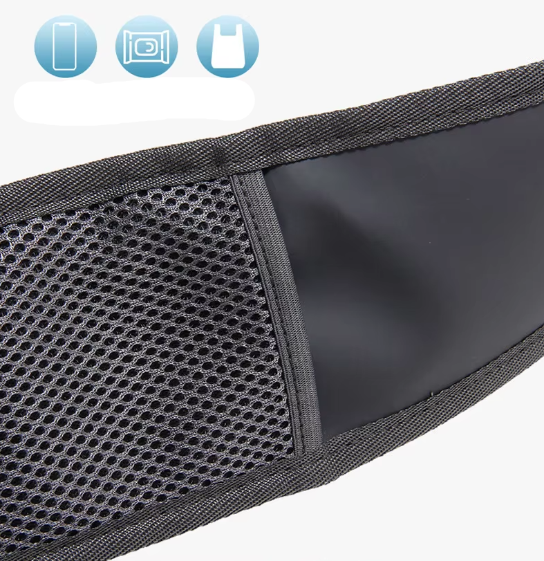Close-up of breathable fabric on pet carrier shoulder bag for small dogs and cats, car-friendly.