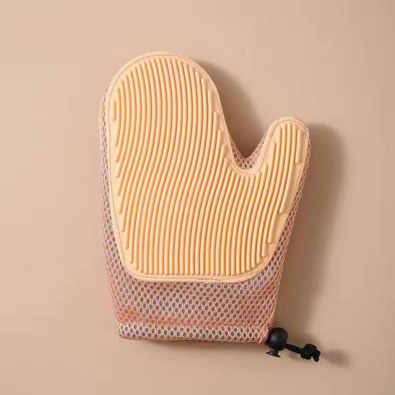 Ergonomic pet grooming glove with soft rubber tips for pet massage and shedding