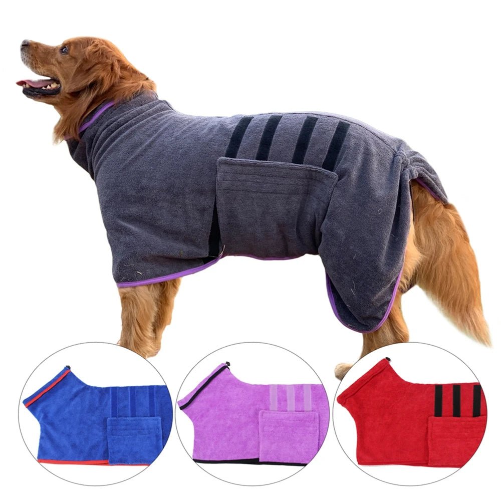 Green unisex quick-dry pet bathrobe, ideal for dog and cat after-bath care