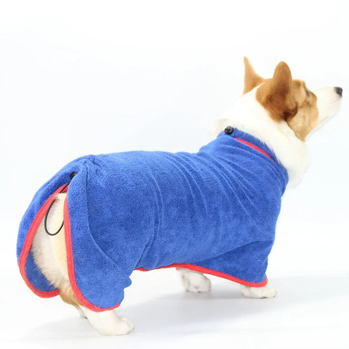 Folded, machine washable quick-dry pet bathrobe, a convenient item for pet grooming supplies.