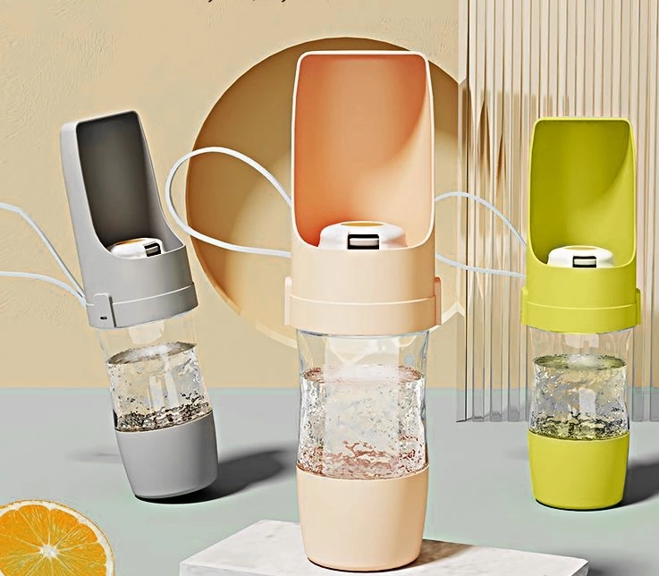 Convenient travel pet water bottle and food dispenser, essential for pet owners
