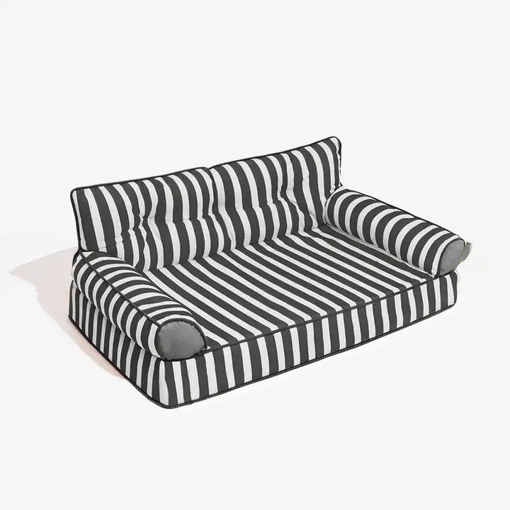 Foldable pet furniture: a water-repellent striped sofa dog bed for comfort and support.