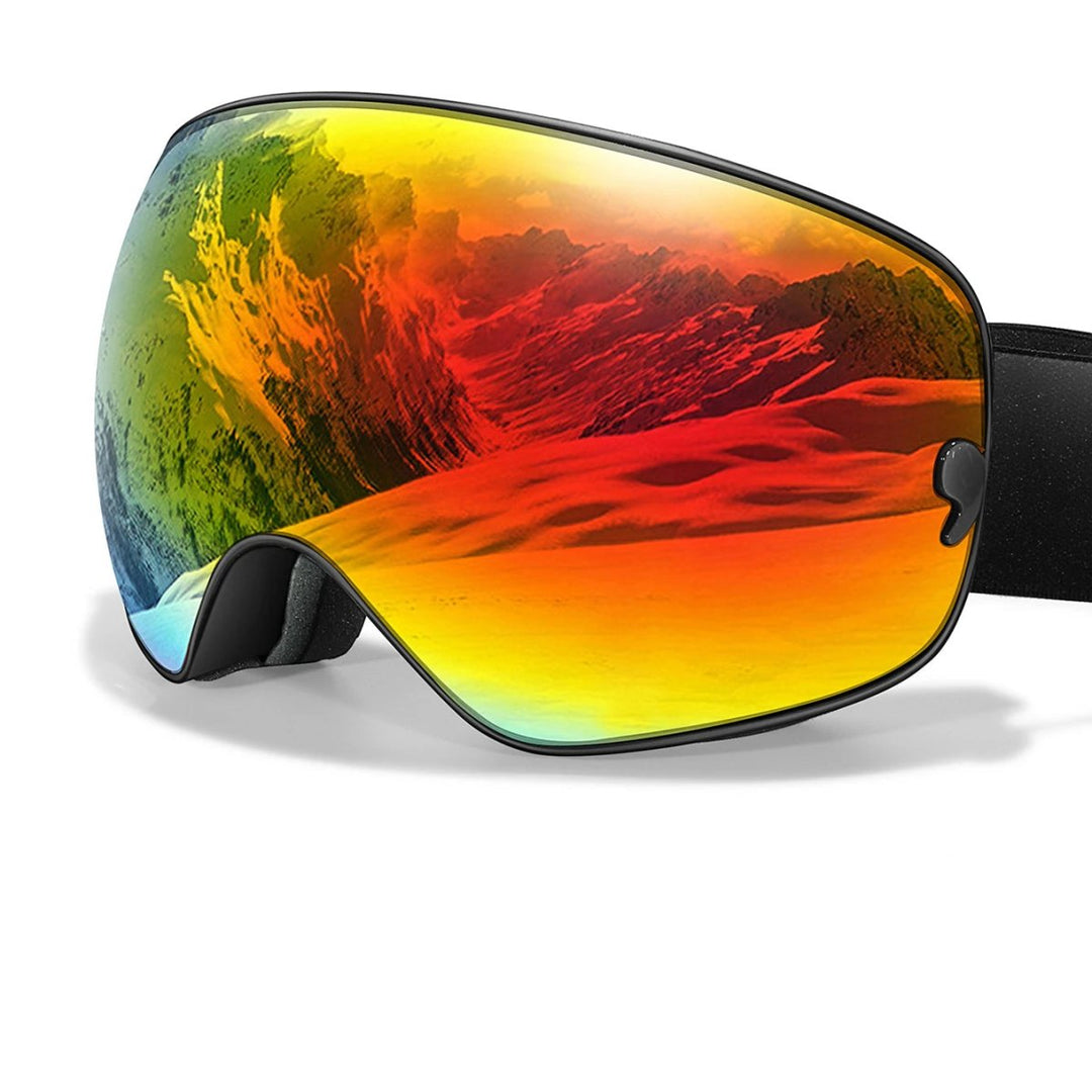 Adjustable unisex ski goggles with anti-fog, UV400 night vision, and helmet compatibility for snow sports.