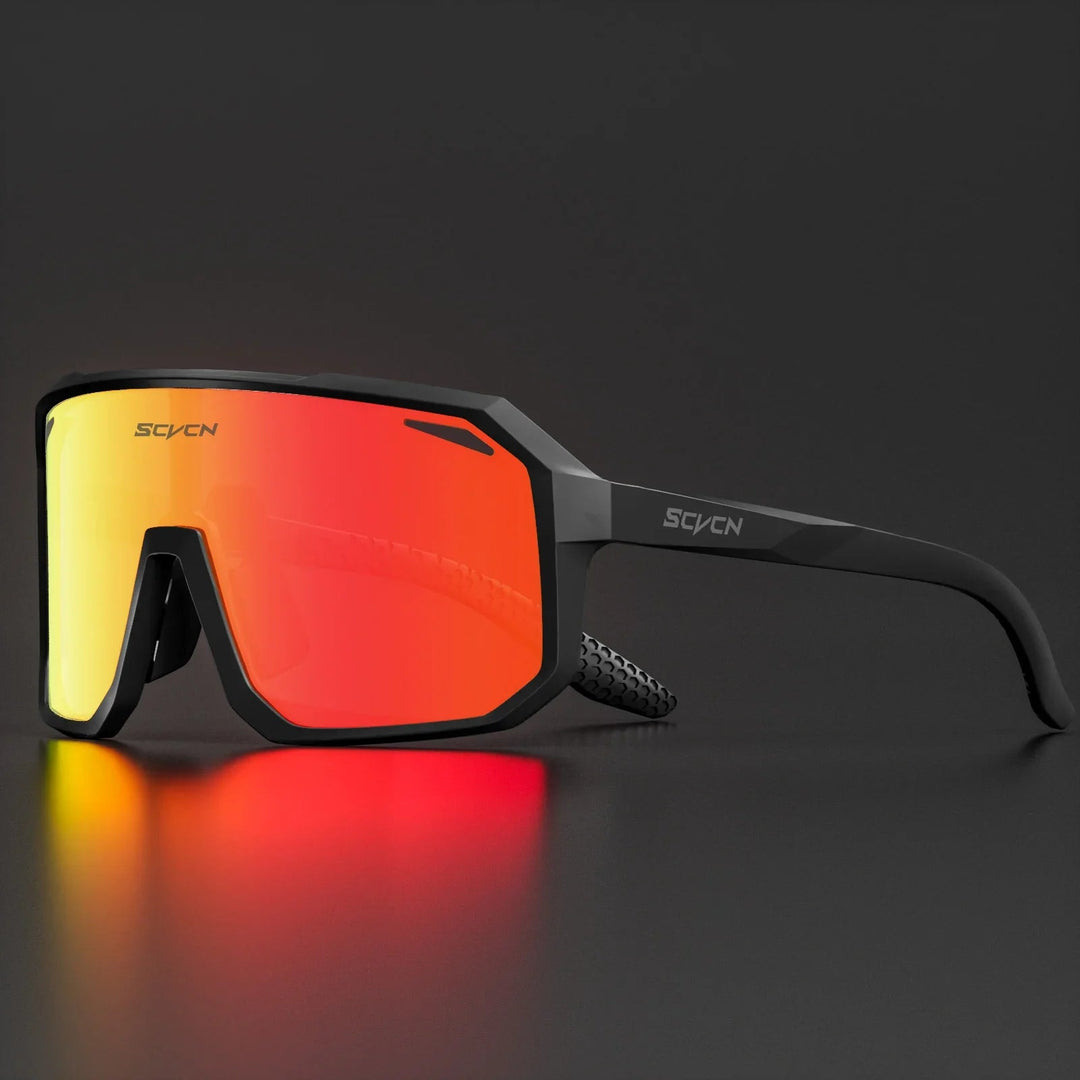 Unisex Radfahrer-Sonnenbrille mit UV400 Schutz, leicht und langlebig, ideal für Outdoor-Sport, modernen Look in Schwarz.
